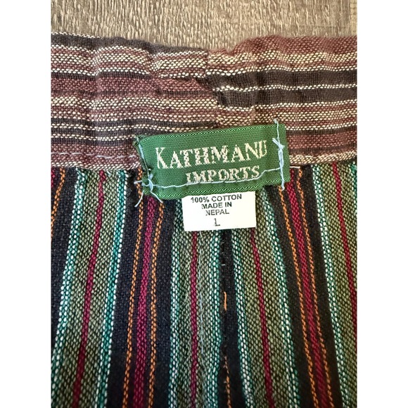 Kathmandu Imports Patchwork Pants Sz L Cotton Hippie Boho Festival Made in Nepal - Picture 6 of 7